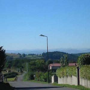 Panorama plein sud, vue prise de la route de La Rate à Maringes, en direction du Parc du Pilat et du Massif du Mezenc